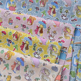 Summer Rabbit Illustration Cotton Fabric Cotton